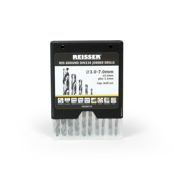 Wood, Metal & Plastic Drill Bit Set HSS DIN338 Ground Jobber 3.0-7.0mm (10 Piece)