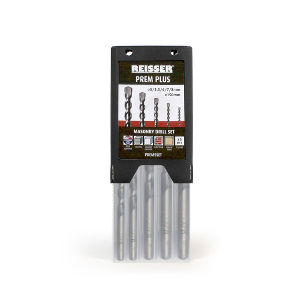5pc. Masonry Drill Bit Set  PREM PLUS (150mm length, 5 to 8mm Diameter)