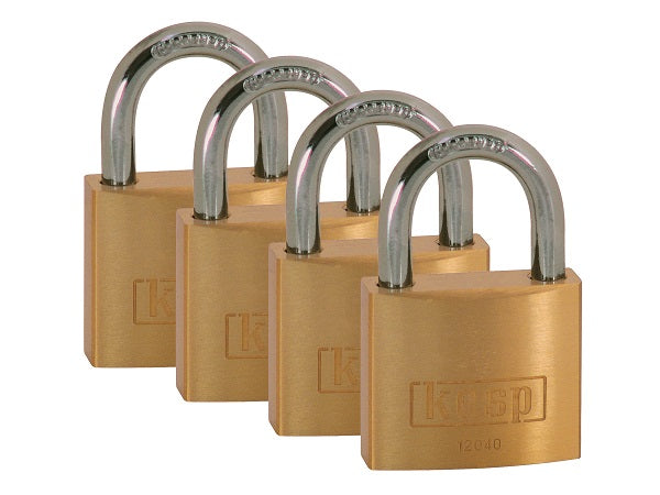Kasp Brass Padlock 40mm - Quad Keyed Alike Set