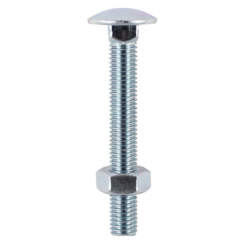 Carriage Bolt & Nut - Zinc M6 M8 M10 M12 M16 Lengths 20mm to 300mm