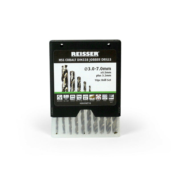 Metal Drill Bit Set HSS DIN338 Cobalt Jobber (10 Piece, 3-7mm)